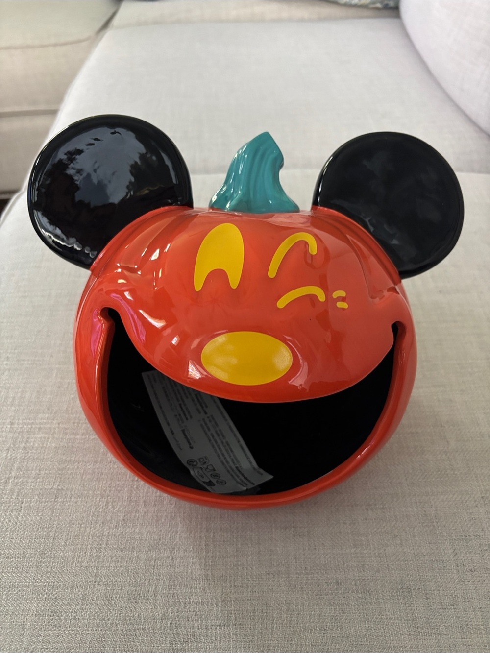 Disney Pumpkin Mickey Mouse Treat Bowl - Orange, Black & Teal Jack-O-Lantern